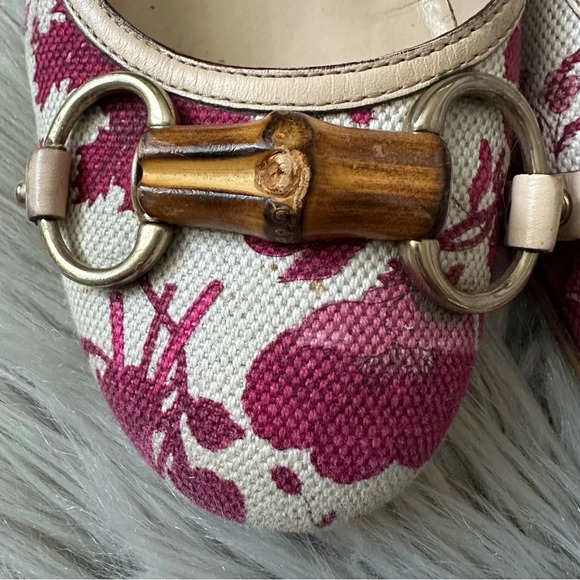GUCCI Hasler Horsebit Accent Floral Ballet Flats Size 7 - Picture 5 of 13